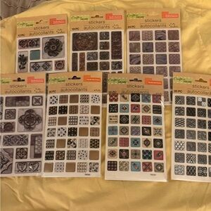 NIP Mixed Lot 7 Crafter's Square assorted themes (Tiles)Scrapbook Puffy Stickers